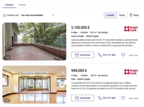 Ejemplo de inmuebles publicados en fotocasa