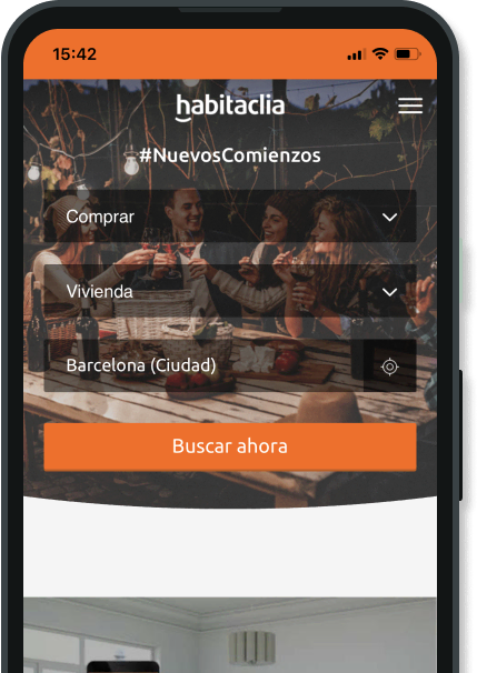 Detalle de un móvil mostrando la web de habitaclia.com