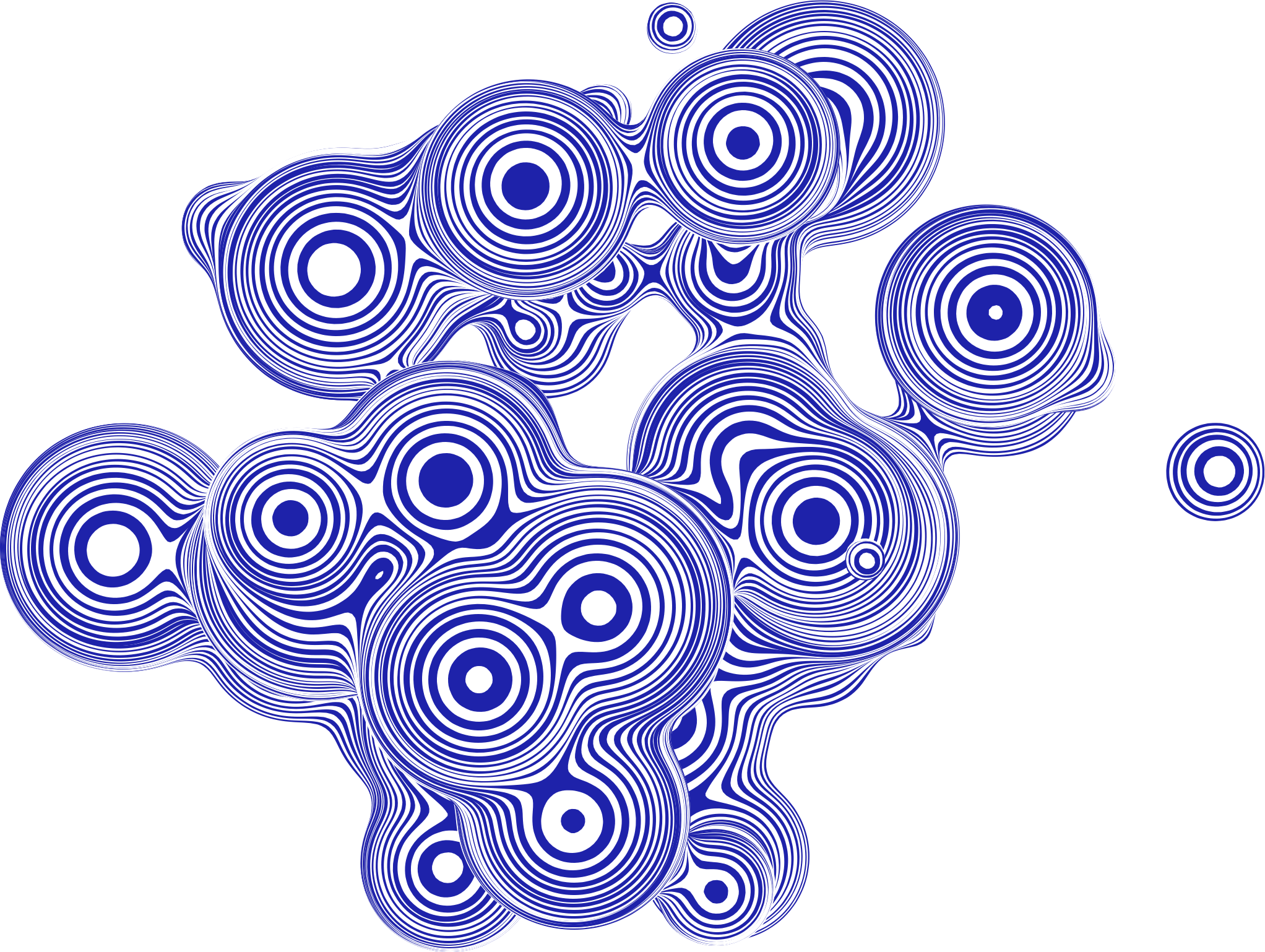 Formas redondas azules y blancas