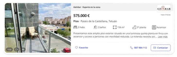 Ejemplo de pantalla de la aplicación