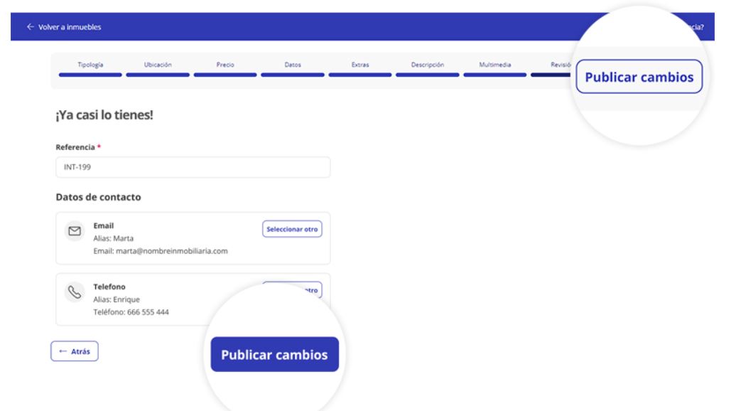 Ejemplo de pantalla de la aplicación